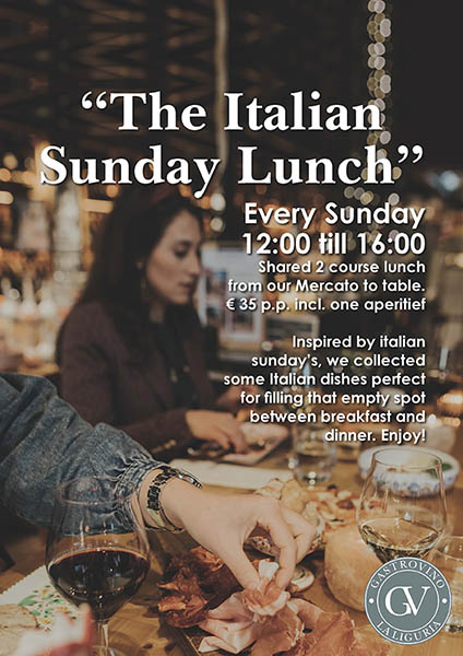 Vanaf zondag 5 maart, elke zondag The Italian Lunch